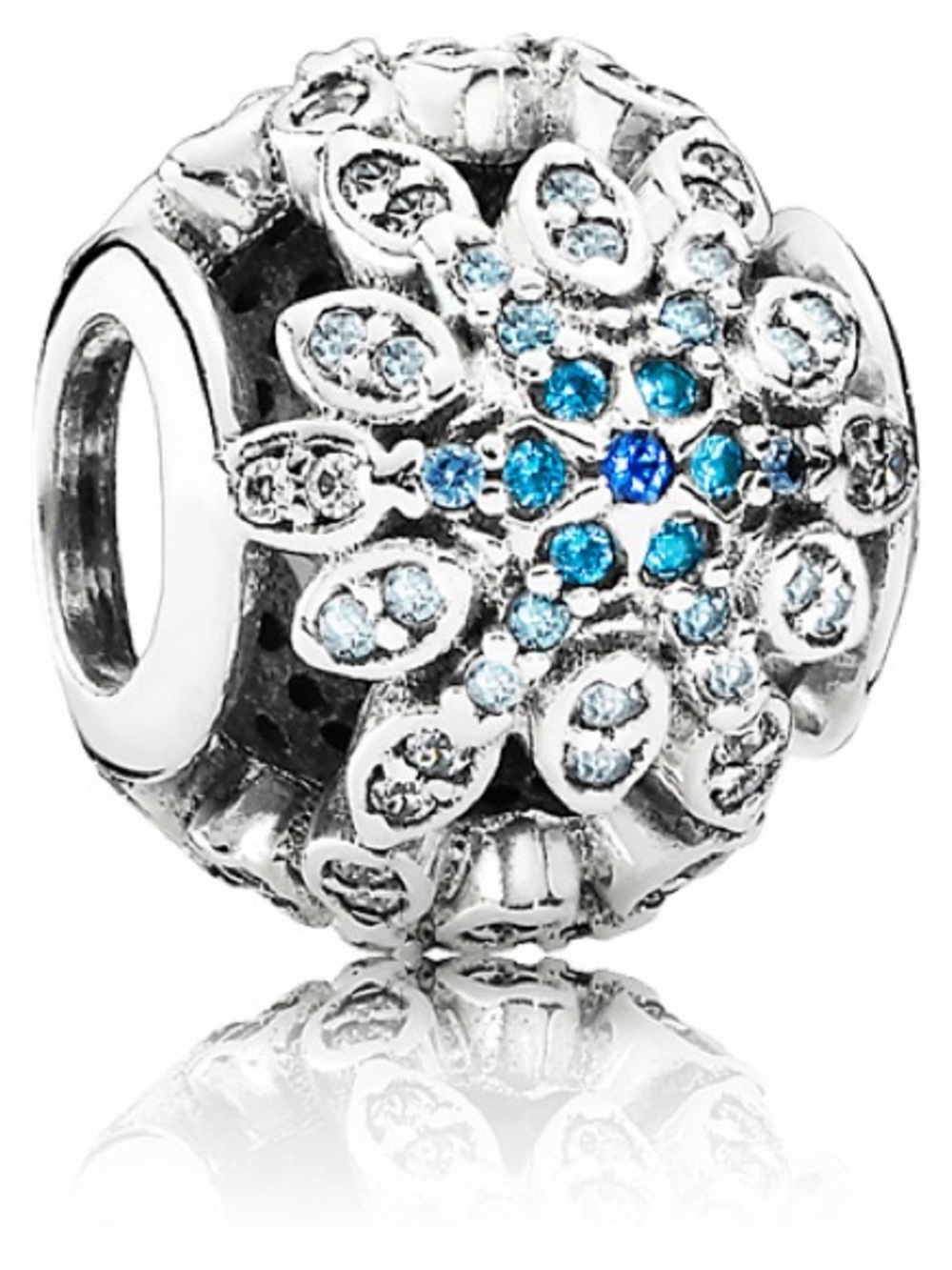Pandora Rare Retired Crystallized Snowflake Charm with Ice Blue Crystal & Zc